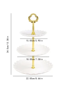 4pcs Plastic Pastry Tray (3pcs Trays And 1pc Accessory), Home Daily Use Multilayer European Style Cake St,Kitchen,Christmas Gift - White - View 2