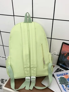 綠色時髦和休閒長款多口袋後背包 - 綠色 - 查看 2
