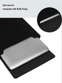 素色電腦包 - 黑色 - 查看 3