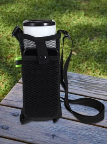 1 cái Vỏ Chai Cắm Trại Polyester Màu Đen Với Túi Đựng Điện Thoại - màu đen - Xem 4