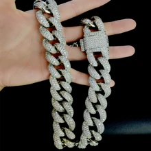 男士方晶鋯石裝飾項鍊