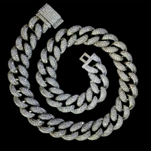 男士方晶鋯石裝飾項鍊