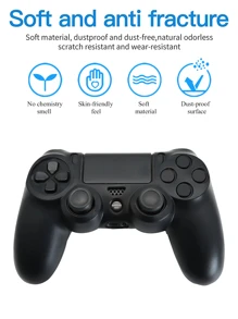 1 pieza Funda de silicona para control de PlayStation 4, antideslizante, antiralladuras, antipolvo, agarre y comodidad mejorados, material de silicona suave - Negro - Ver 2