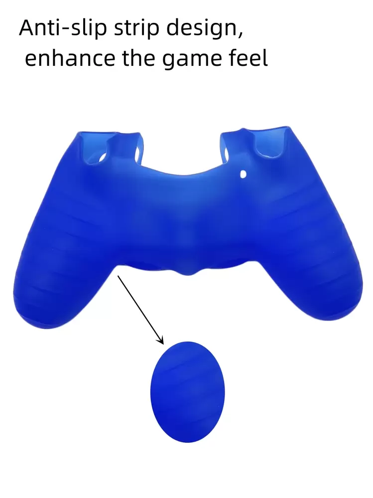 1 pieza Funda de silicona para control de PlayStation 4, antideslizante, anti-arañazos, a prueba de polvo, mejora el agarre durante el juego, material de silicona suave y amigable con la piel - Azul - Añade 2