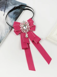 1入組女性水鑽裝飾水滴吊墜精美領結適用於服裝裝飾用品 - 玫紅色 - 查看 2