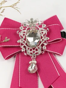 1入組女性水鑽裝飾水滴吊墜精美領結適用於服裝裝飾用品 - 玫紅色 - 查看 3