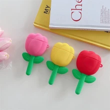 鬱金香設計Airpods耳機殼 - 玫紅色 - 查看 2