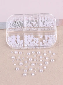Ngọc Trai Trắng Trang Trí Móng Tay Nghệ Thuật, 6 Lưới Flatback Nửa Vòng Ngọc Trai Giả Trang Sức Móng Tay DIY Móng Tay Hạt Quyến Rũ Móng Tay Nghệ Thuật Thủ Công - trắng - Xem 3
