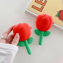 適用於AirPods的花卉鬱金香設計保護殼 - 紅色 - 查看 1