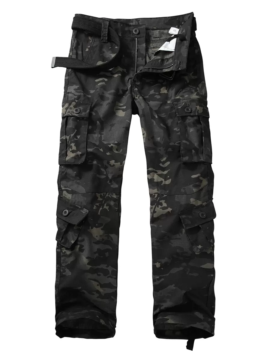 TRGPSG Men's Ripstop Wild Cargo Pants, Relaxed Fit Hiking Pants, Camo