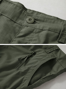 TRGPSG Men's Ripstop Wild Cargo Pants, Relaxed Fit Hiking Pants, Camo Combat Casual Work Pants With 8 Pockets(No Belt) - 軍綠色 - 查看 3
