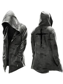 Gabardina Para Hombre Cárdigan Con Capucha - Gris - Ver 2