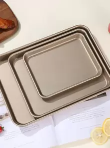 1 件不粘烤盘、适合烘烤鸡翅、海鲜、鱼和饼干的矩形浅烤盘、金色深烤盘、金色方形蛋糕模具、碳钢饼干和蛋糕模具、蛋糕烤盘、烤箱友好型烘焙/烤制/砂锅菜盘、适用于各种烤箱烘焙食品的多功能矩形烤盘