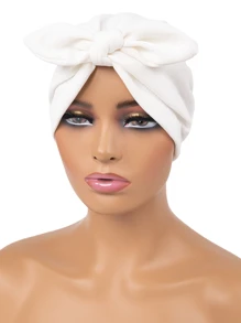 Awegeo 女士纯色发带 - 打结兔耳装饰，适合户外活动和运动风格 | 时尚舒适的设计 - 白色 - 查看 2