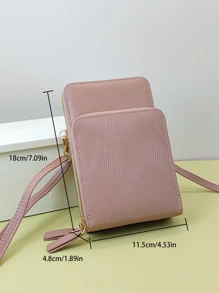 Ví đựng điện thoại đa chức năng đeo chéo Water Ripper thời trang màu trơn - Bụi hồng - Xem 2