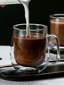 1pc Double Walled Glass Coffee Mugs, Large Insulated Espresso Cups, Clear Glasses Cappuccino Mug With Handle, Tea Latte Glassware, Coffee Accessories(250ml/8oz, 350ml/12oz, 450ml/15oz) Back To School - Clear - View 6