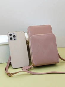 Ví đựng điện thoại đa chức năng đeo chéo Water Ripper thời trang màu trơn - Bụi hồng - Xem 6