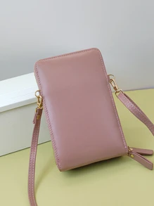 Ví đựng điện thoại đa chức năng đeo chéo Water Ripper thời trang màu trơn - Bụi hồng - Xem 4