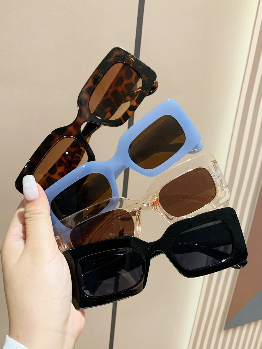 4 件装矩形塑料镜框夏季时尚眼镜，男女皆宜，适合度假、运动、旅行、驾驶、海滩、节日、街头、钓鱼、户外、派对的时尚眼镜，适合夏季海滩度假、户外、旅行