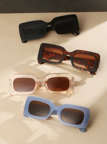 4 件装矩形塑料镜框夏季时尚眼镜，男女皆宜，适合度假、运动、旅行、驾驶、海滩、节日、街头、钓鱼、户外、派对的时尚眼镜，适合夏季海滩度假、户外、旅行