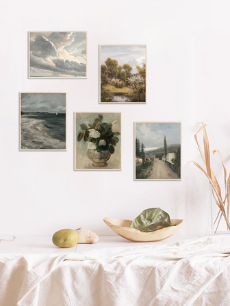 件復古鄉村風景藝術版畫自然風景牆畫復古油畫帆布畫簡約藝術畫布田園風格藝術版畫北歐海報客廳裝飾無框