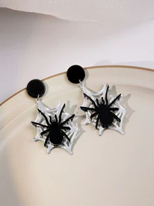 一对独特设计的时尚蜘蛛造型个性化耳环 - 彩色 - 查看 3