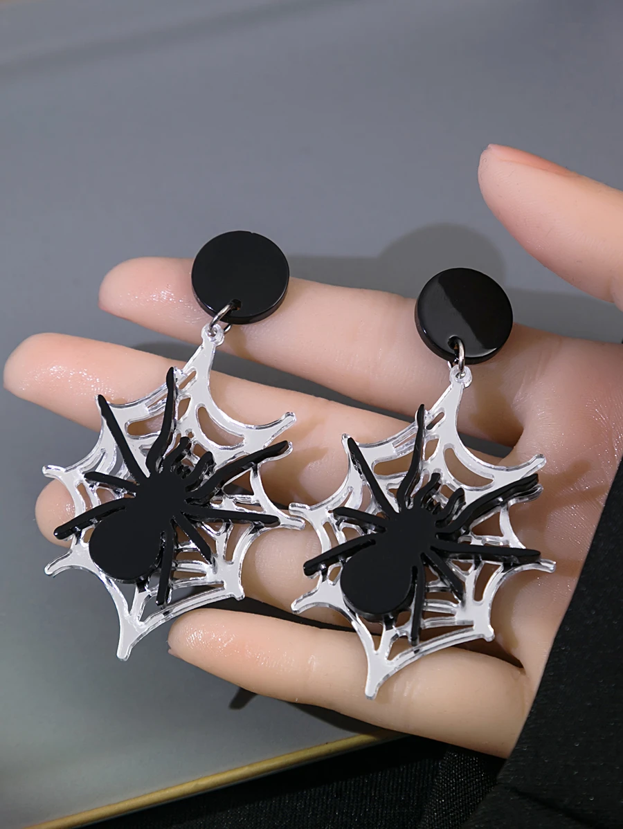 一对独特设计的时尚蜘蛛造型个性化耳环 - 彩色 - 查看 1