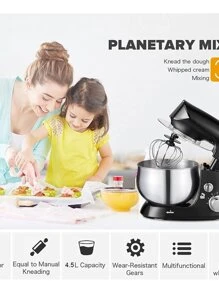 Batidora De Pedestal Rotación Planetaria Power Kitchen 660w - Negro - Ver 6