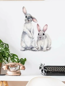 1pc Rabbit Print Wall Sticker - Multicolor - View 3