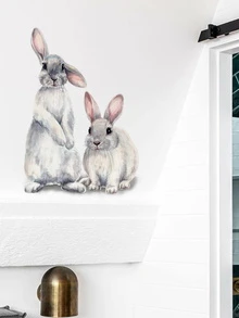 1pc Rabbit Print Wall Sticker - Multicolor - View 5