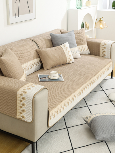 1pc Embroidered Feather Sofa Cover All-Season Washable Sofa Cushion Non-Slip Cushion Prevent Pets From Scratching Prevent Pet Hair Loss