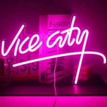 1pc PMMA Neon Light With USB, Modernist Letter Design LED Neon Sign For Home - Pink - View 2