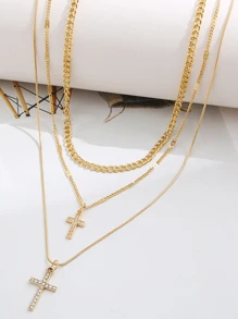 Vòng cổ nhiều lớp quyến rũ chéo - Vàng - Xem 3