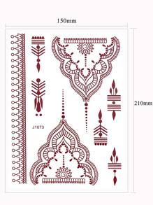 1張花朵圖案紋身貼紙彩色半指手腕臨時紋身貼DIY身體藝術貼花 - 棕色 - 查看 4