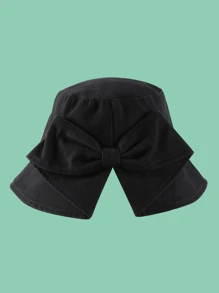 1pc Women's Large Brim Sun Hat, Japanese Style Bucket Hat, Fashionable Bow Knot Shade Hat For Summer - Black - View 3
