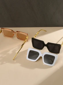 3 cặp kính mát thời trang gọng vuông màu trắng cho nữ, phụ kiện đi biển, phụ kiện đi biển cho nữ, kính mát, đồ cơ bản, trang phục mùa thu đông cho phụ nữ, quần áo công sở, quà tặng cho kỳ nghỉ hè, ngoài trời, du lịch - Nhiều màu - Xem 5