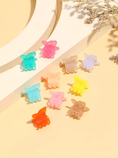 10入組女孩蝴蝶設計髮爪適用於頭髮裝飾用品