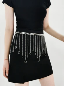 Ring Charm Waist Chain - Silver - View 3