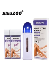 Kit de Depilación Profesional Completo con Cera Depiladora - Práctico y Eficaz Depilado - Para Todo Tipo de Piel - Óptimo para Uso Doméstico y Salones de Belleza - Consigue una Piel Suave y Radiant.4-piece set * depilatory casting roller+wax+100 wax skins - Azul - Ver 9
