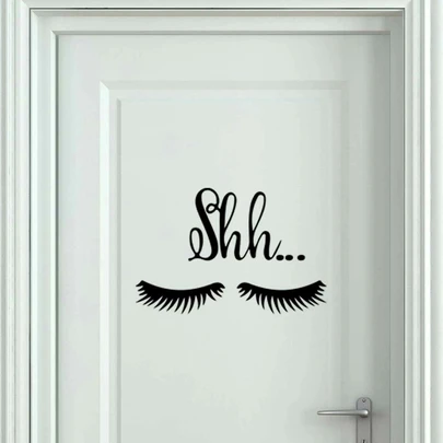 Eyelash & Letter Graphic Wall Sticker, Black PVC Wall Art Decal For Home Decor, Stickers, Wall Decal, Vinyl Decal For Home Decorations, Spring Decoration Items Refresh Your Home, Rama Decoration Stickers Gifts Birthday Graduation