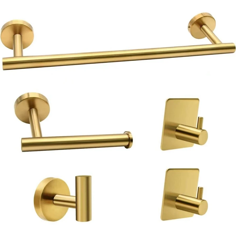 5入組不銹鋼壁掛式儲物架 - 金色 - 查看 1