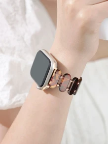 1pc Simple And Fashionable Beaded Elastic Resin Watch Band For Newest Apple Watch Ultra 2/1,se, And Series 9/8/7/6/5/4/3/2/1, Size 38/40/41/42/44/45/49mm - Multicolor - View 4