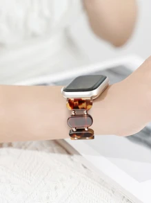 1pc Simple And Fashionable Beaded Elastic Resin Watch Band For Newest Apple Watch Ultra 2/1,se, And Series 9/8/7/6/5/4/3/2/1, Size 38/40/41/42/44/45/49mm - Multicolor - View 2