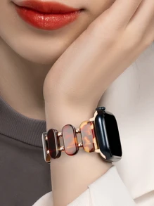 1pc Simple And Fashionable Beaded Elastic Resin Watch Band For Newest Apple Watch Ultra 2/1,se, And Series 9/8/7/6/5/4/3/2/1, Size 38/40/41/42/44/45/49mm - Multicolor - View 1