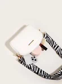 時尚白色肩膀斜挎包 - 白色 - 查看 5