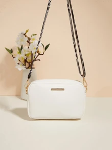 時尚白色肩膀斜挎包 - 白色 - 查看 3