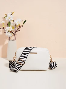 時尚白色肩膀斜挎包 - 白色 - 查看 1