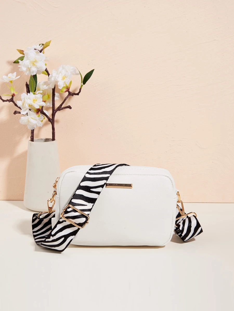 時尚白色肩膀斜挎包 - 白色 - 查看 1