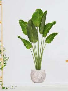 1 件贴纸绿色植物和盆栽植物墙贴花、贴纸、墙贴花、乙烯基贴花用于家居装饰、春季装饰品让您的家焕然一新、拉玛装饰贴纸礼物生日毕业 - 彩色 - 查看 1