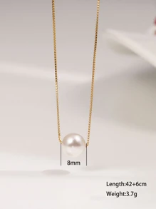 1 Collar De Moda De Aleación De Titanio Decorado Con Perlas Sintéticas Para Mujer. Decoración Diaria